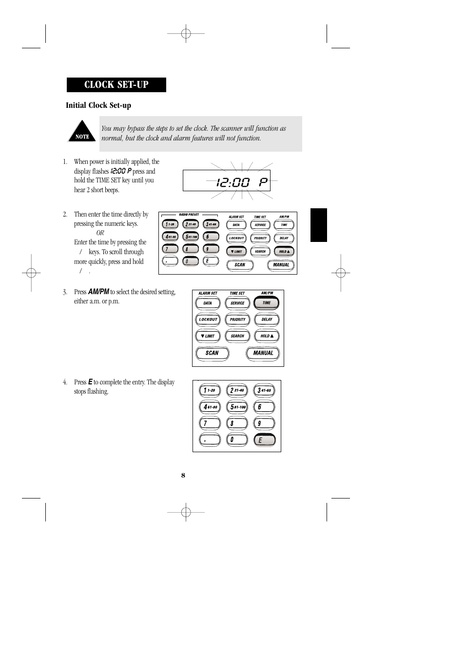 Clock set-up | Uniden BC 278CLT User Manual | Page 11 / 44