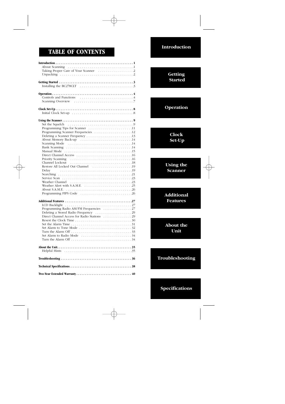 Uniden BC 278CLT User Manual | Page 3 / 44