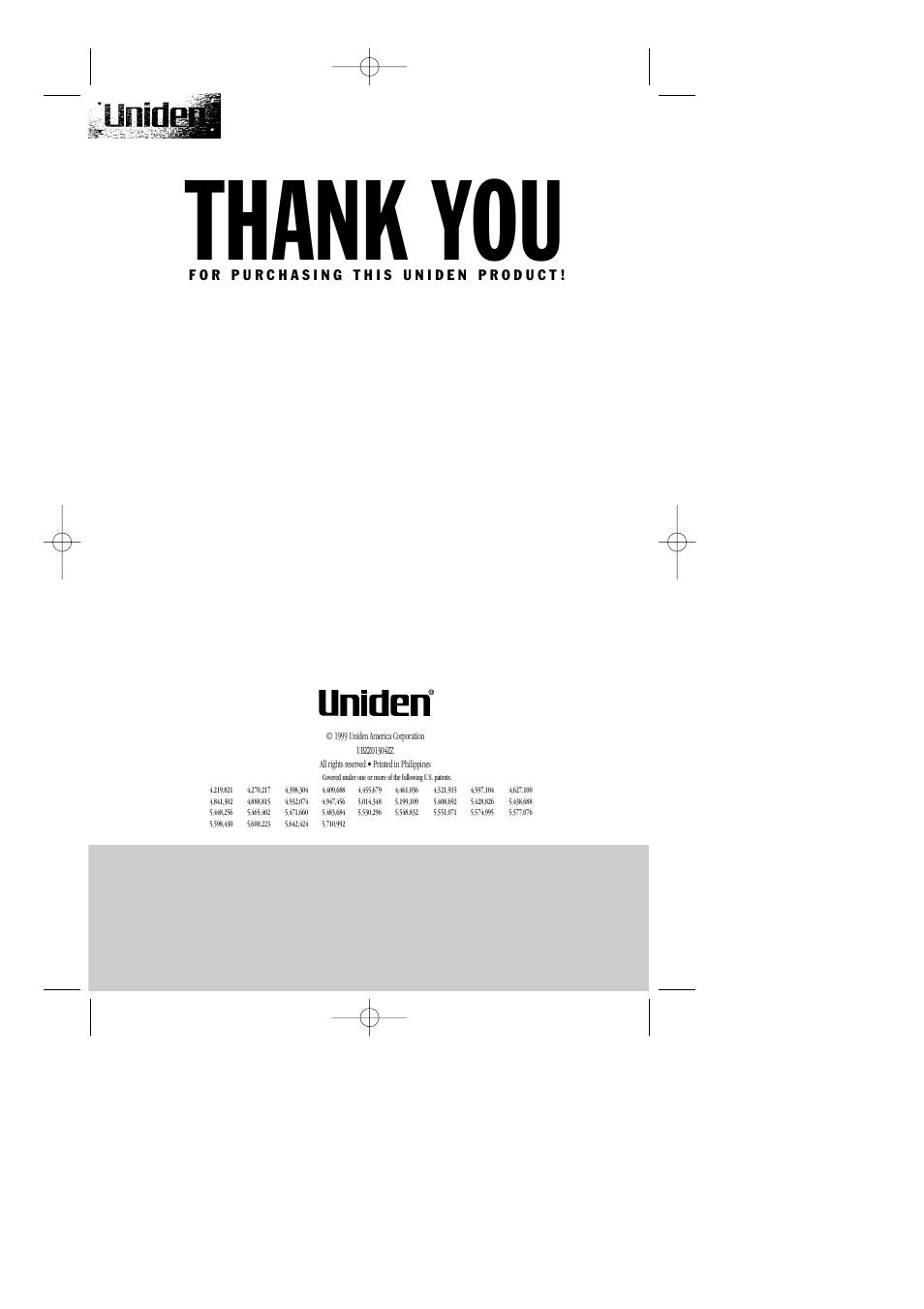 Uniden BC 278CLT User Manual | Page 44 / 44