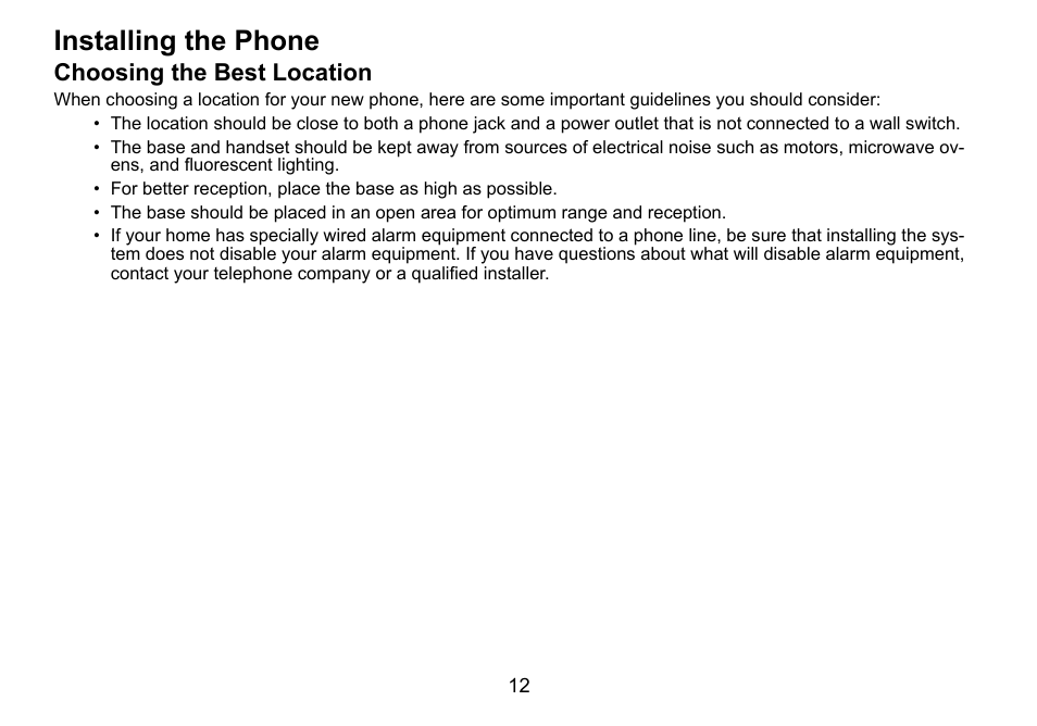 Installing the phone, Choosing the best location, Installing.the.phone | Choosing.the.best.location | Uniden DCT736 User Manual | Page 12 / 56