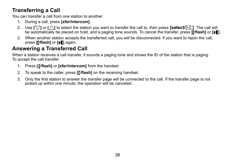 Transferring a call, Answering a transferred call, Transferring.a.call answering.a.transferred.call | Transferring.a.call, Answering.a.transferred.call | Uniden DCT736 User Manual | Page 36 / 56