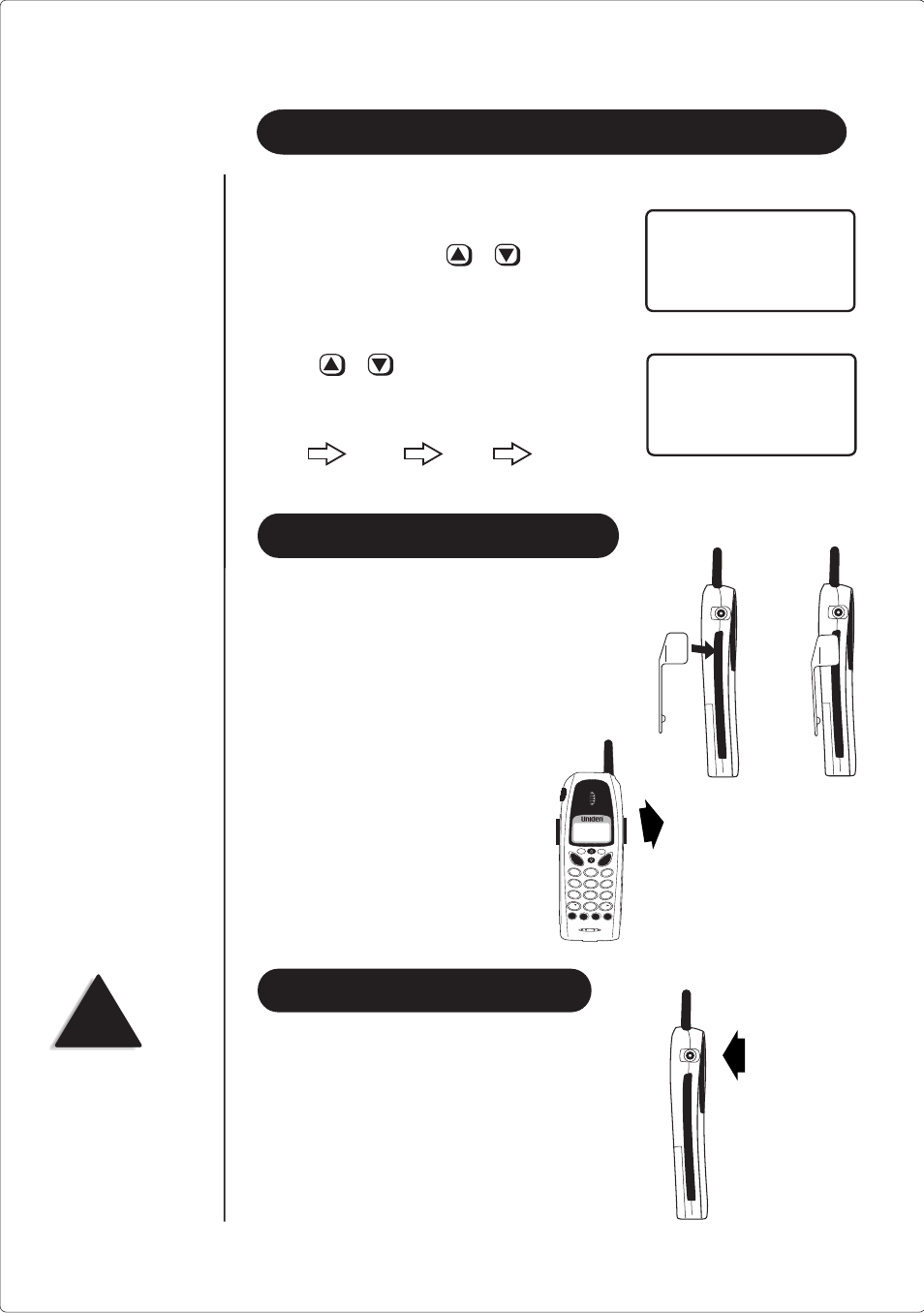 Installing the belt clip, Adjusting the ringer and earpiece volume, Headset installation | Ringer tone and volume, Earpiece volume, Gently pull one side of the belt clip to release, Loud, High | Uniden DS 815 User Manual | Page 10 / 25