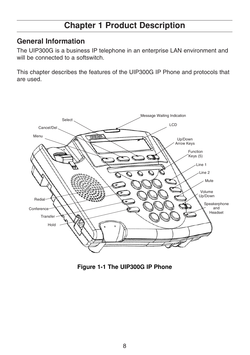 Chapter 1 product description, General information | Uniden UIP300G User Manual | Page 10 / 77