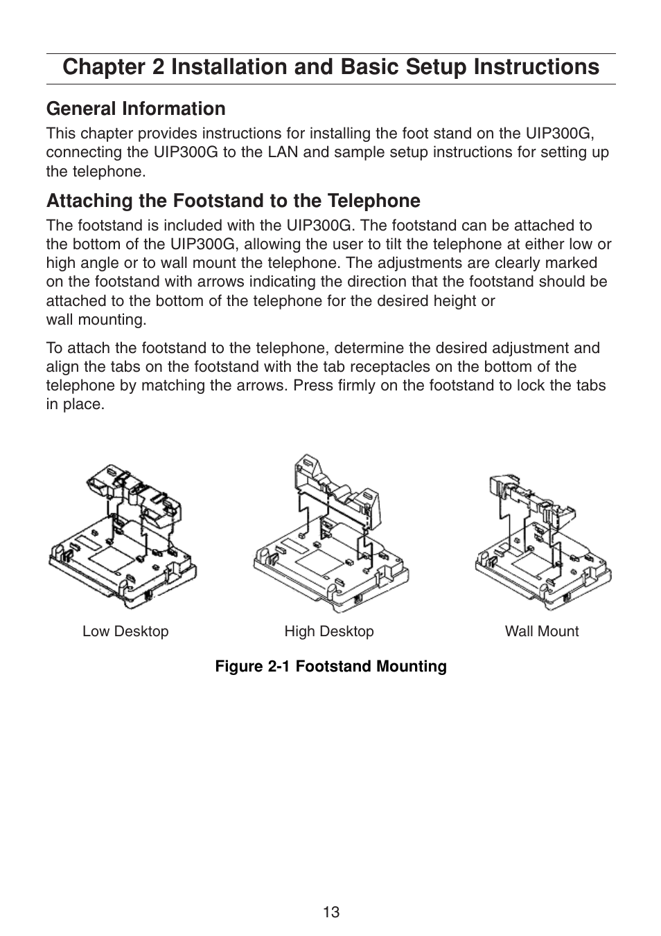 General information, Attaching the footstand to the telephone | Uniden UIP300G User Manual | Page 15 / 77