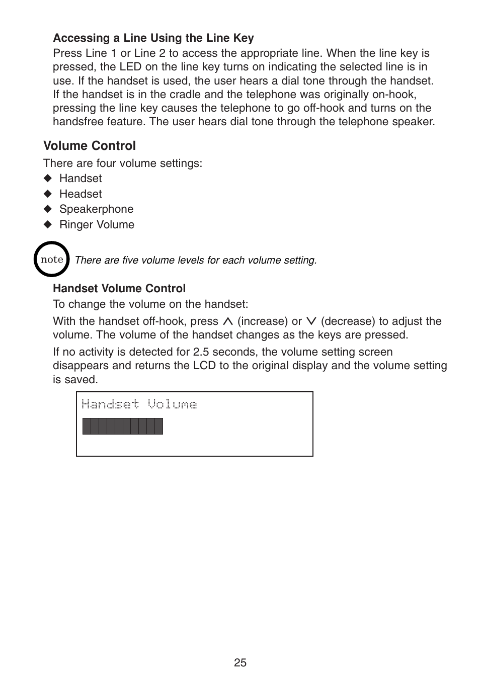 Accessing a line using the line key, Volume control, Handset volume control | Uniden UIP300G User Manual | Page 27 / 77