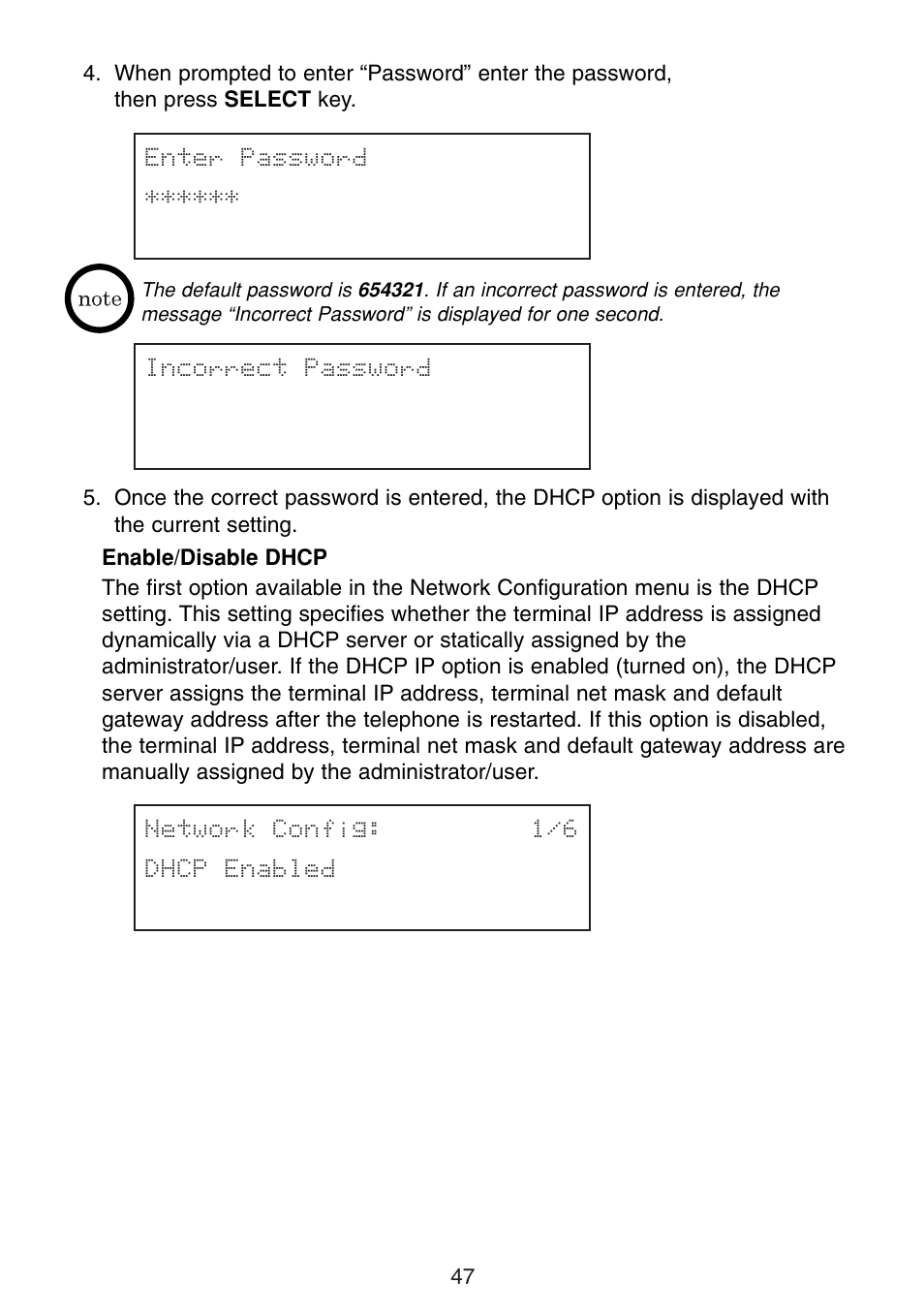 Enable/disable dhcp | Uniden UIP300G User Manual | Page 49 / 77