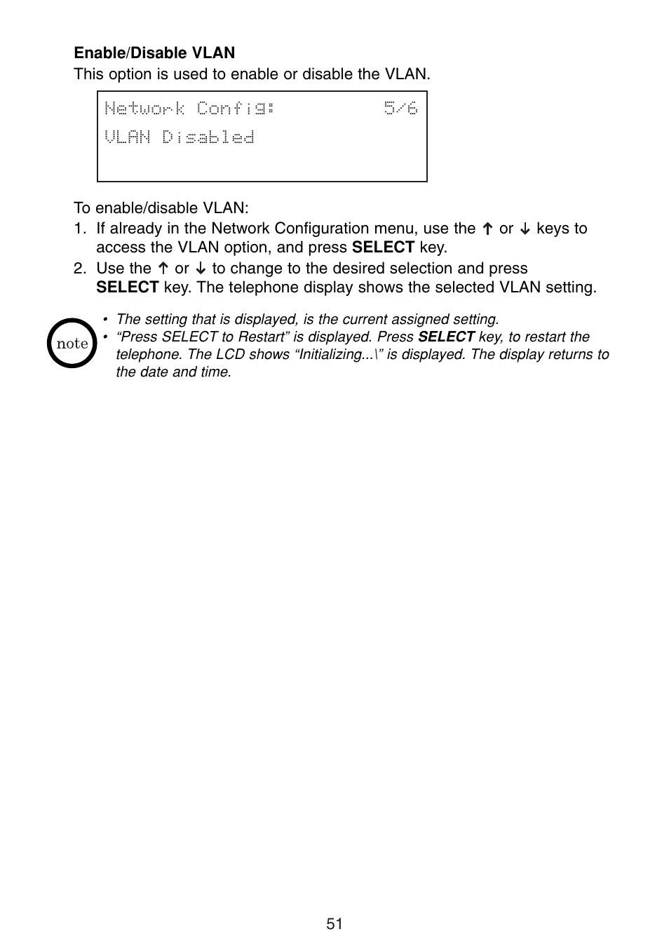Enable/disable vlan | Uniden UIP300G User Manual | Page 53 / 77