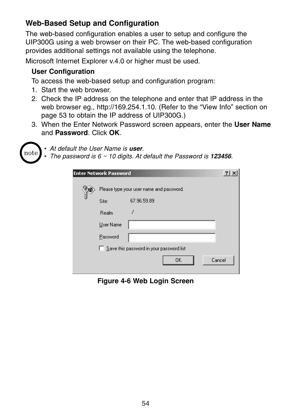 Web-based setup and configuration, User configuration | Uniden UIP300G User Manual | Page 56 / 77