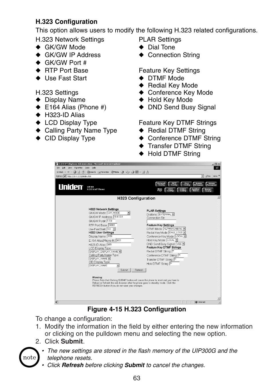 H.323 configuration | Uniden UIP300G User Manual | Page 65 / 77