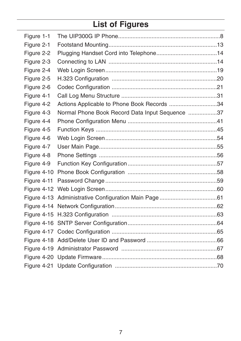 List of figures | Uniden UIP300G User Manual | Page 9 / 77