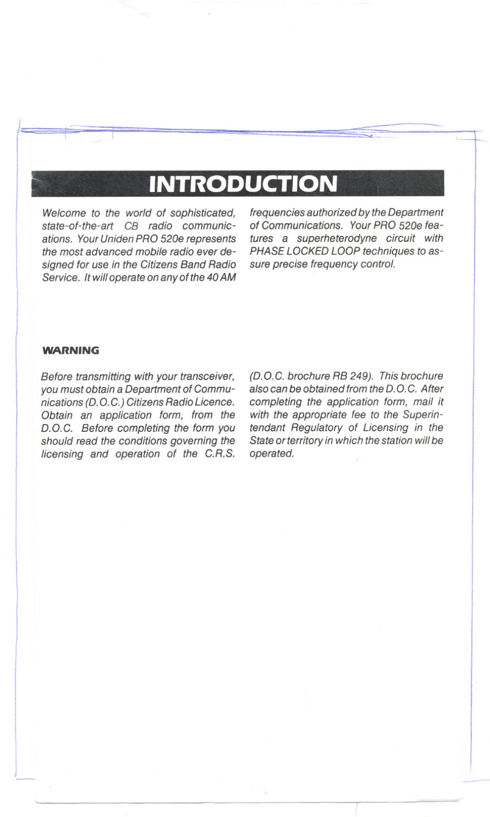 Introduction | Uniden PRO520E User Manual | Page 2 / 6