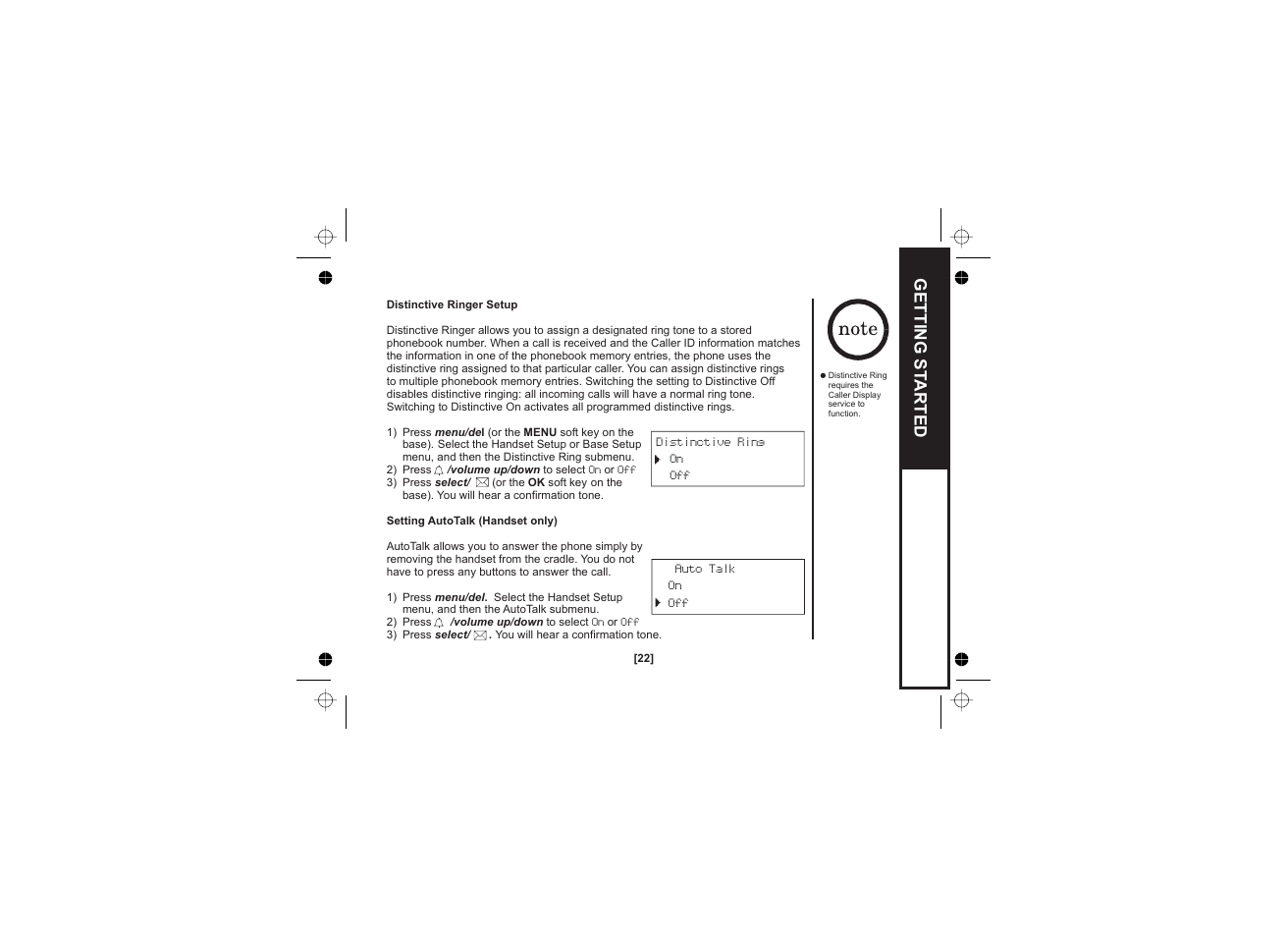 Getting st arted | Uniden WDECT 2345+1 User Manual | Page 23 / 92