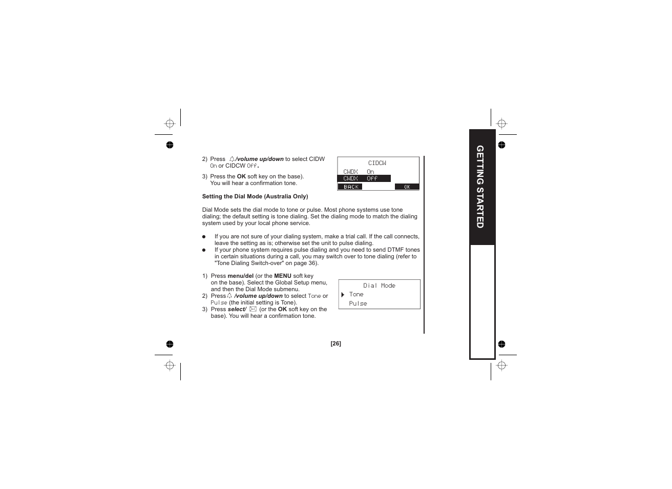 Getting st arted | Uniden WDECT 2345+1 User Manual | Page 27 / 92