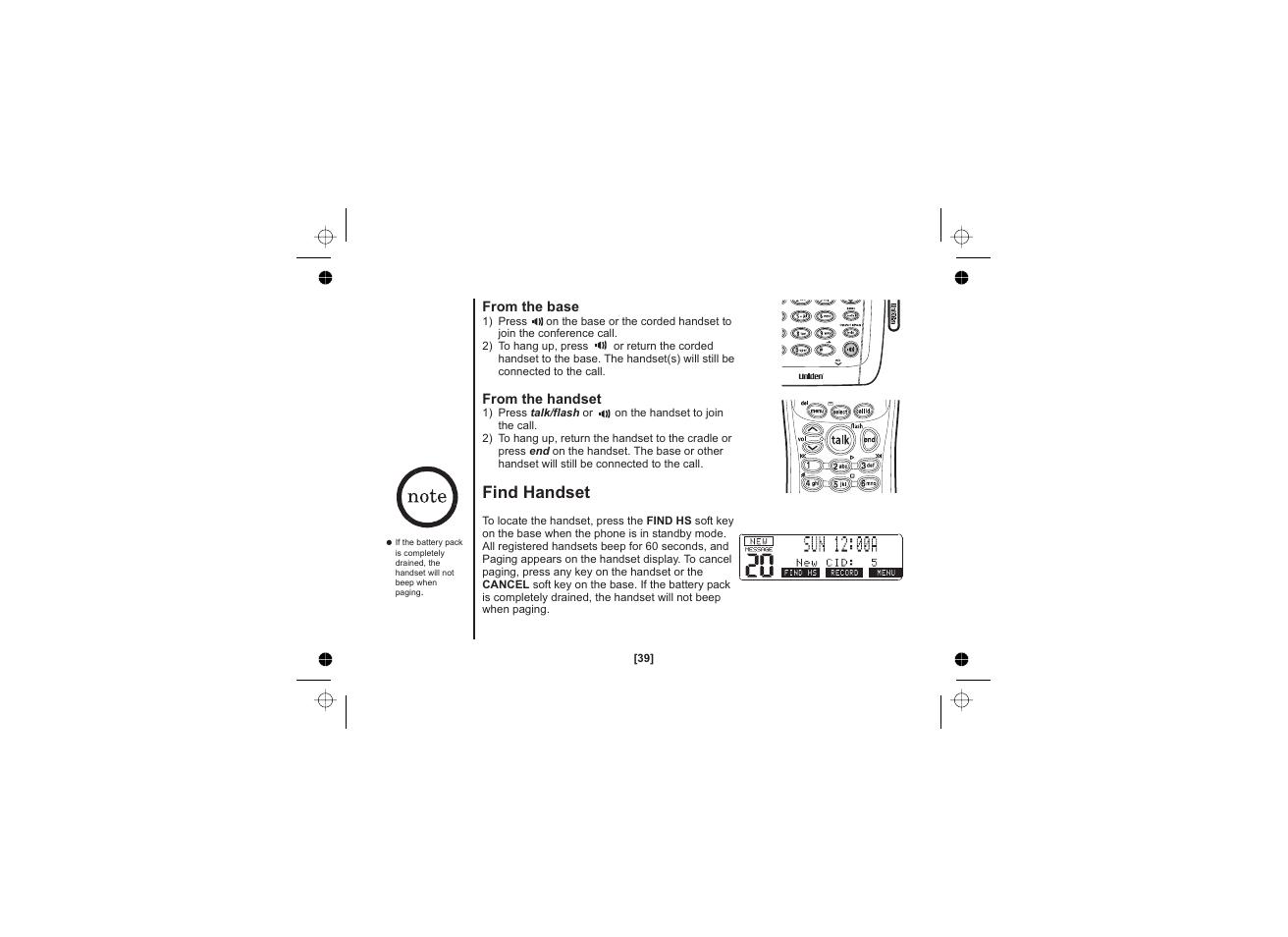 Find handset | Uniden WDECT 2345+1 User Manual | Page 40 / 92
