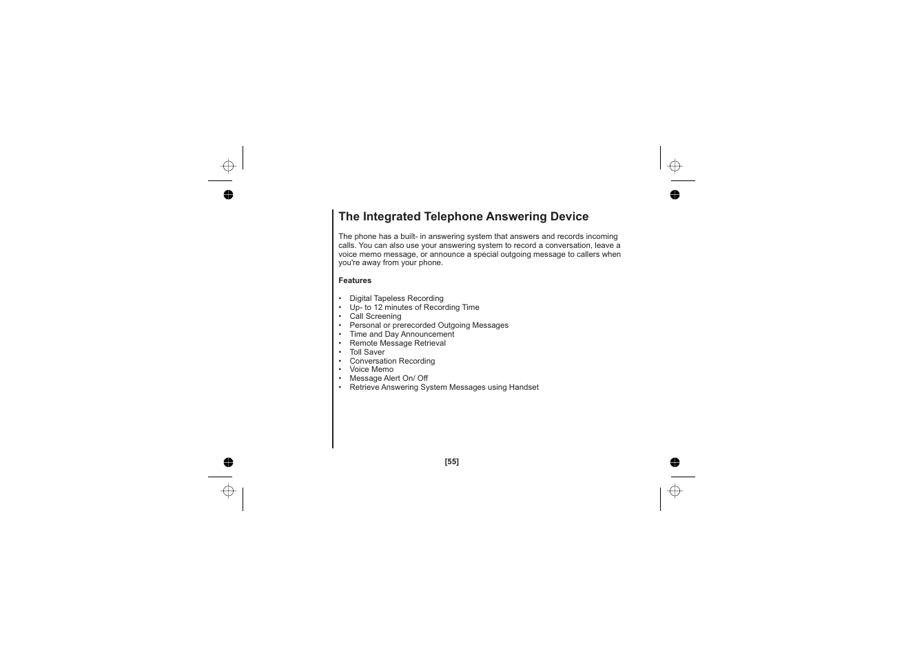 The integrated telephone answering device | Uniden WDECT 2345+1 User Manual | Page 56 / 92
