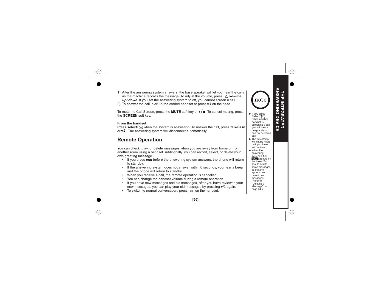 Remote operation | Uniden WDECT 2345+1 User Manual | Page 67 / 92