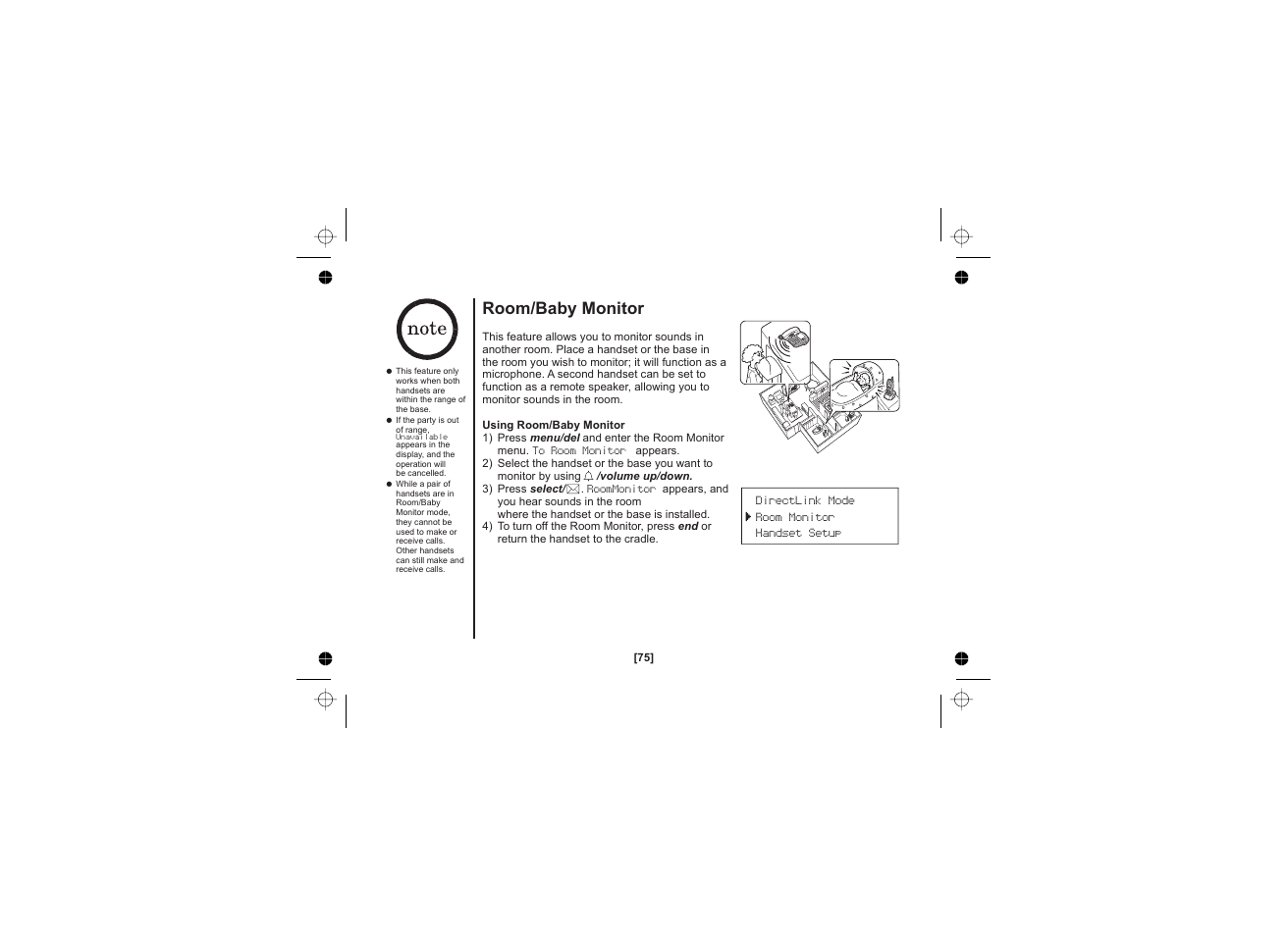 Room/baby monitor | Uniden WDECT 2345+1 User Manual | Page 76 / 92