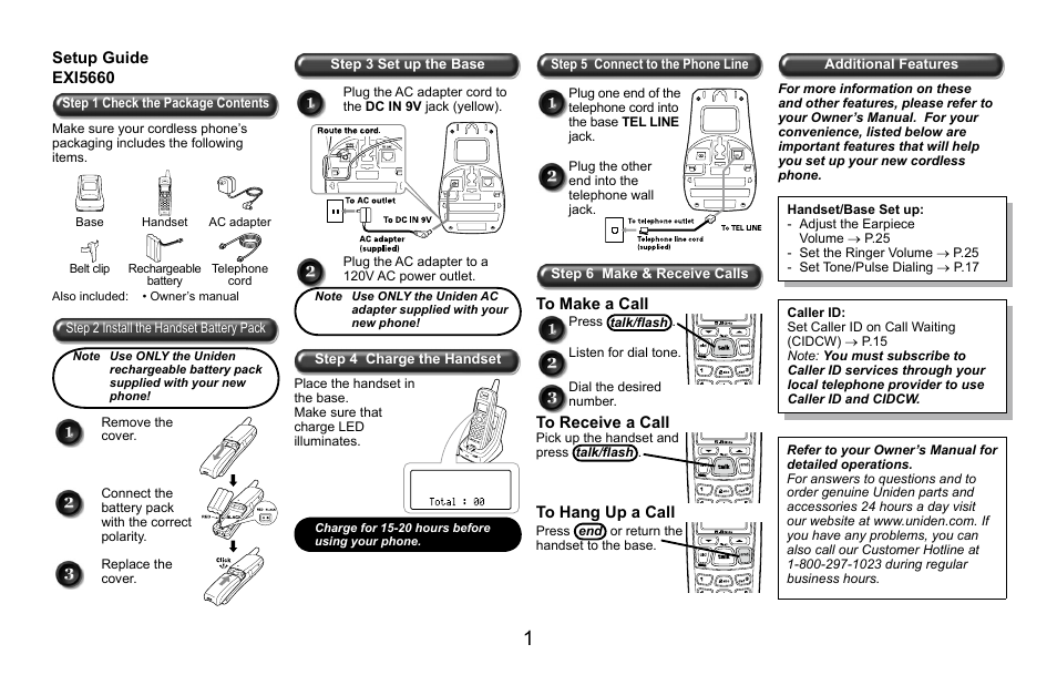 Setup guide | Uniden EXI5660 Series User Manual | Page 2 / 48