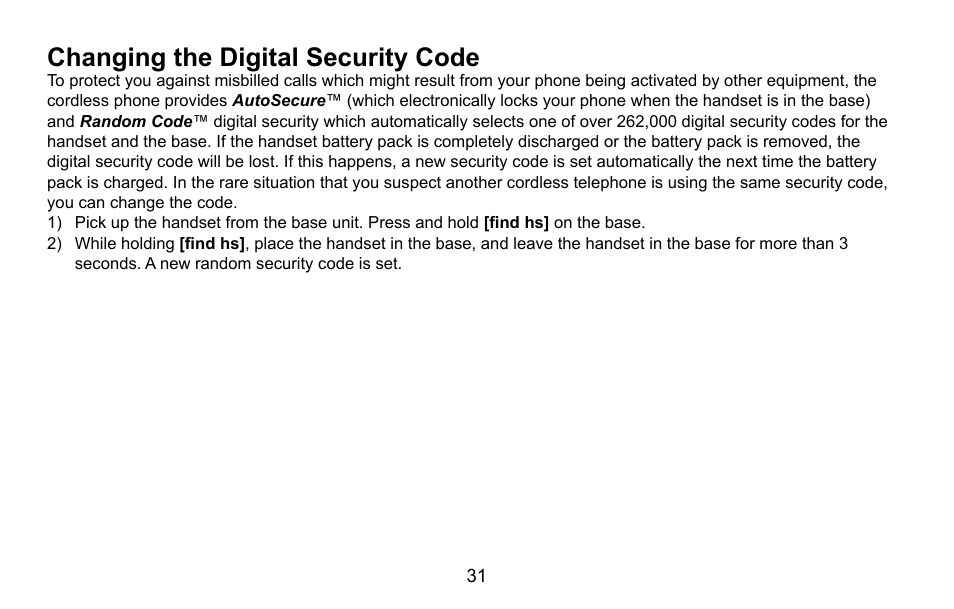 Changing the digital security code | Uniden EXI5660 Series User Manual | Page 32 / 48