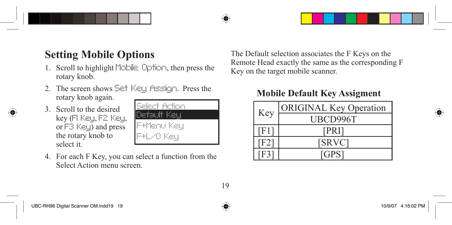 Setting mobile options | Uniden UBC-RH96 User Manual | Page 19 / 28