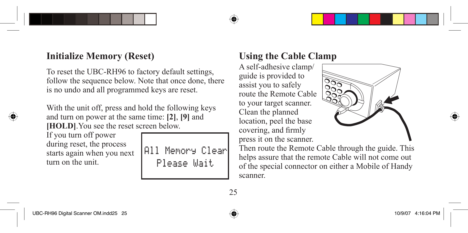 Using the cable clamp | Uniden UBC-RH96 User Manual | Page 25 / 28