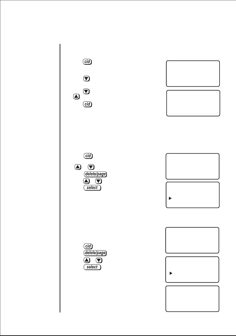 Deleting all caller id names/numbers, Viewing the caller id message list, Deleting information from the caller id list | Uniden DSS2115 User Manual | Page 20 / 24