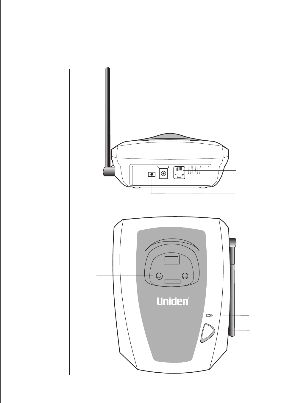 Rear of base unit top of base unit, 900mhz | Uniden DSS2115 User Manual | Page 7 / 24