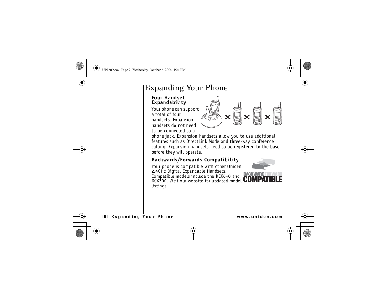 Expanding your phone, Four handset expandability, Backwards/forwards compatibility | Uniden DMX 778 Series User Manual | Page 10 / 96