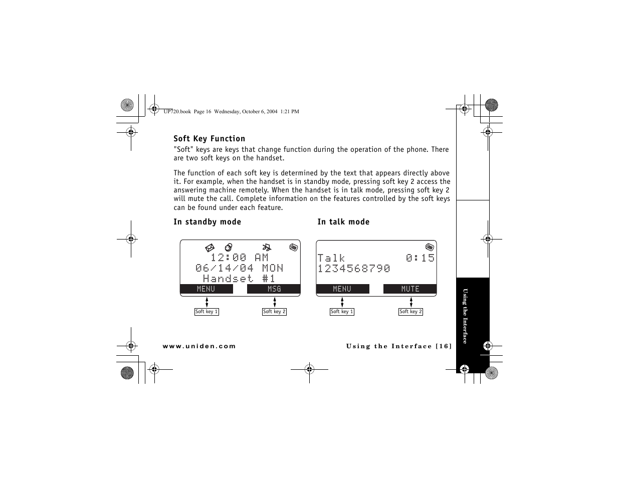 Soft key function | Uniden DMX 778 Series User Manual | Page 17 / 96