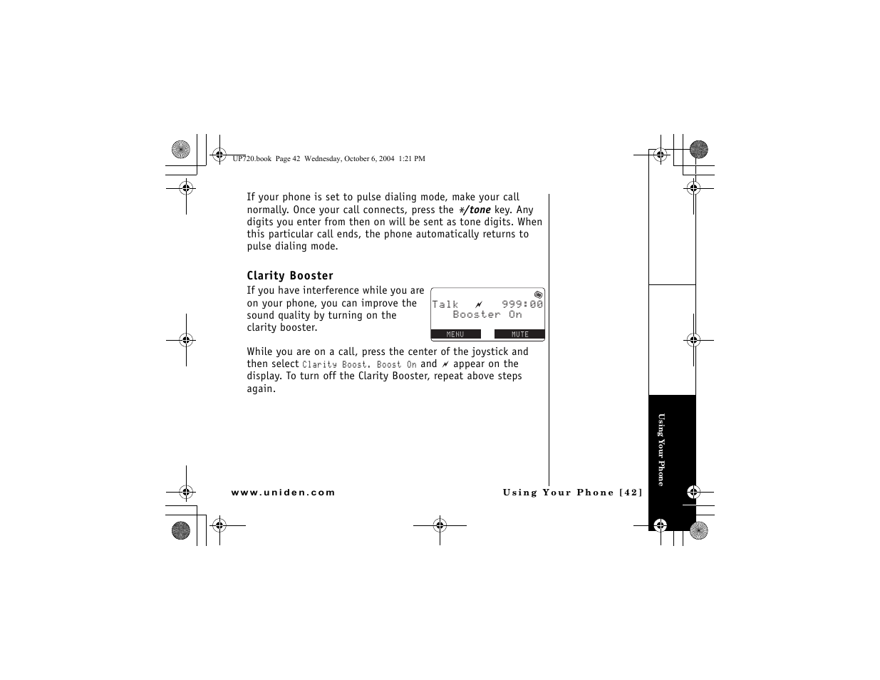 Clarity booster | Uniden DMX 778 Series User Manual | Page 43 / 96