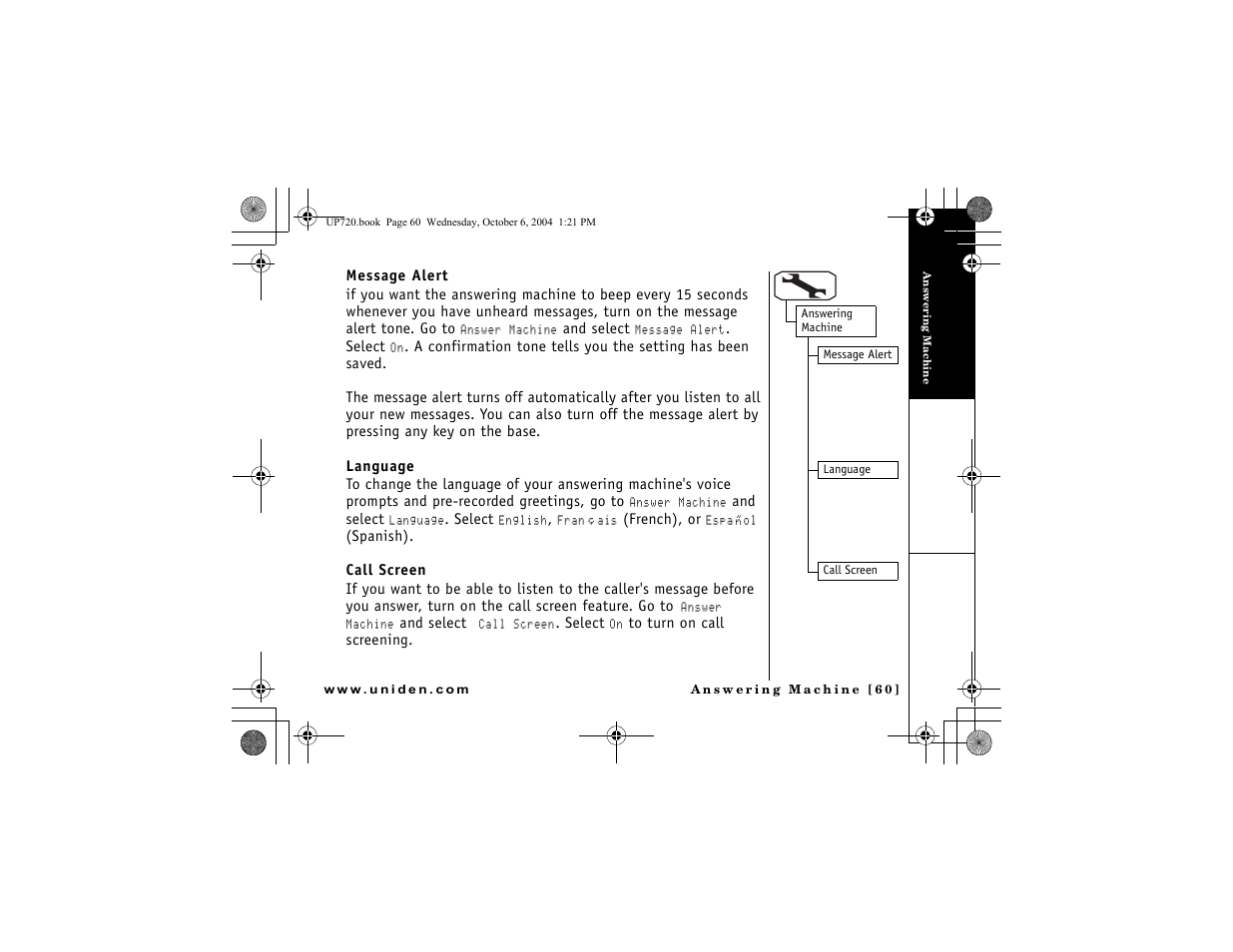 Uniden DMX 778 Series User Manual | Page 61 / 96