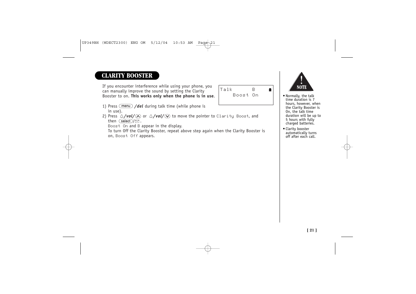 Clarity booster | Uniden 2300 User Manual | Page 27 / 48