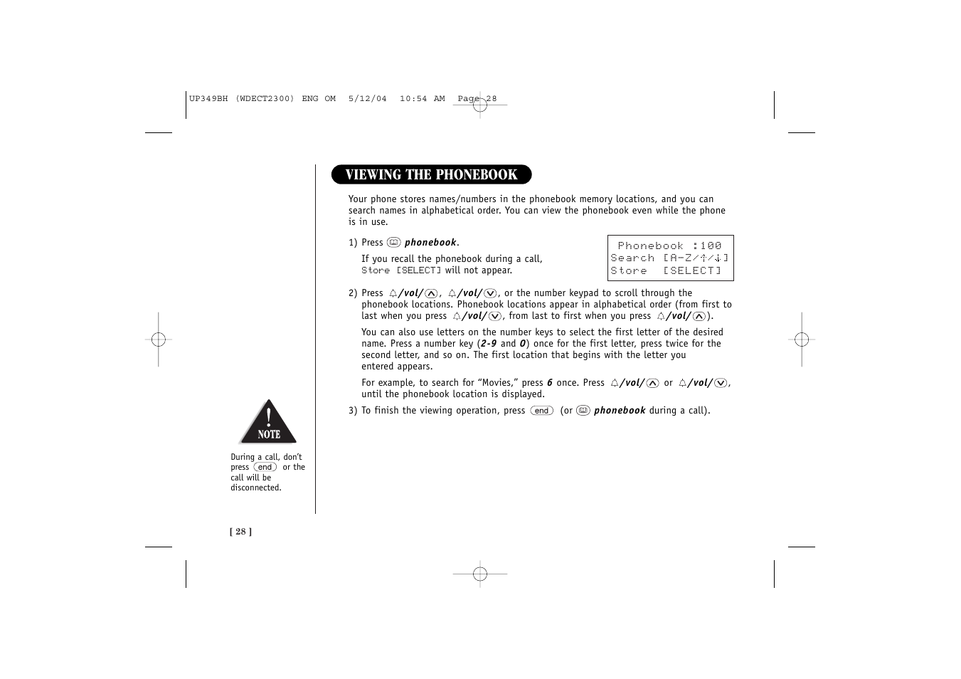 Viewing the phonebook | Uniden 2300 User Manual | Page 34 / 48