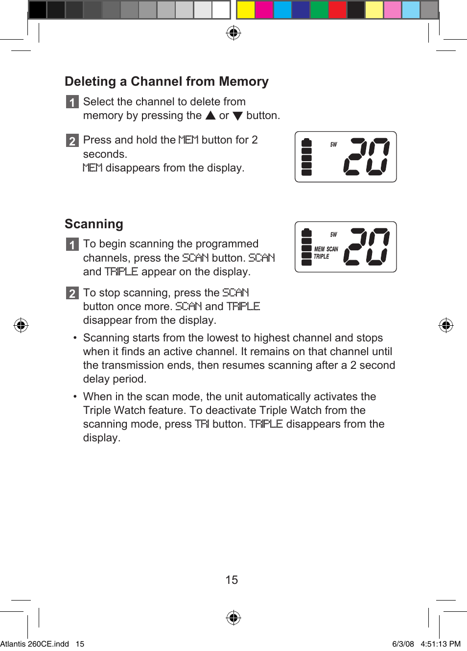 Scanning | Uniden Atlantis 260 User Manual | Page 17 / 28