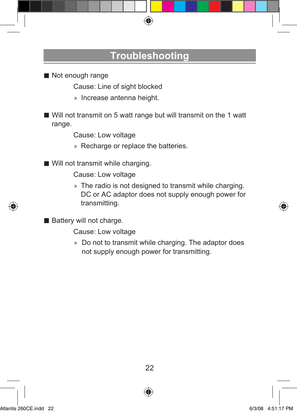 Troubleshooting | Uniden Atlantis 260 User Manual | Page 24 / 28