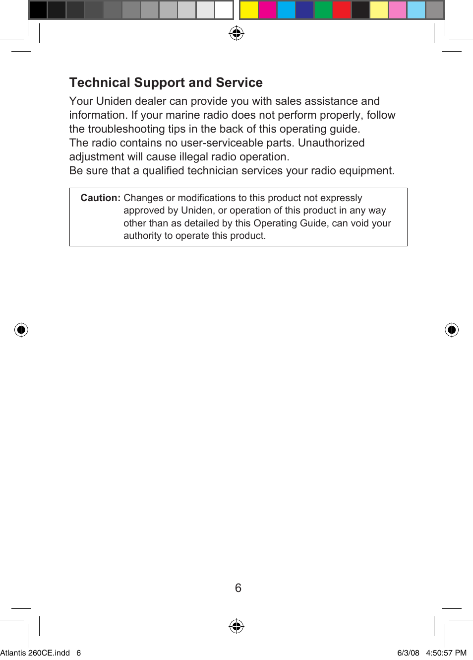 Technical support and service | Uniden Atlantis 260 User Manual | Page 8 / 28