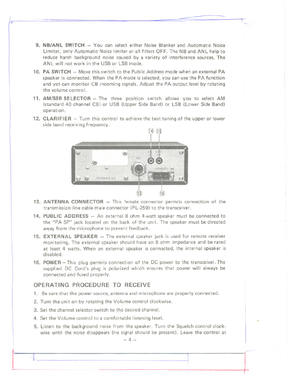 Operating procedure to receive | Uniden PC122AM/SSB User Manual | Page 5 / 8