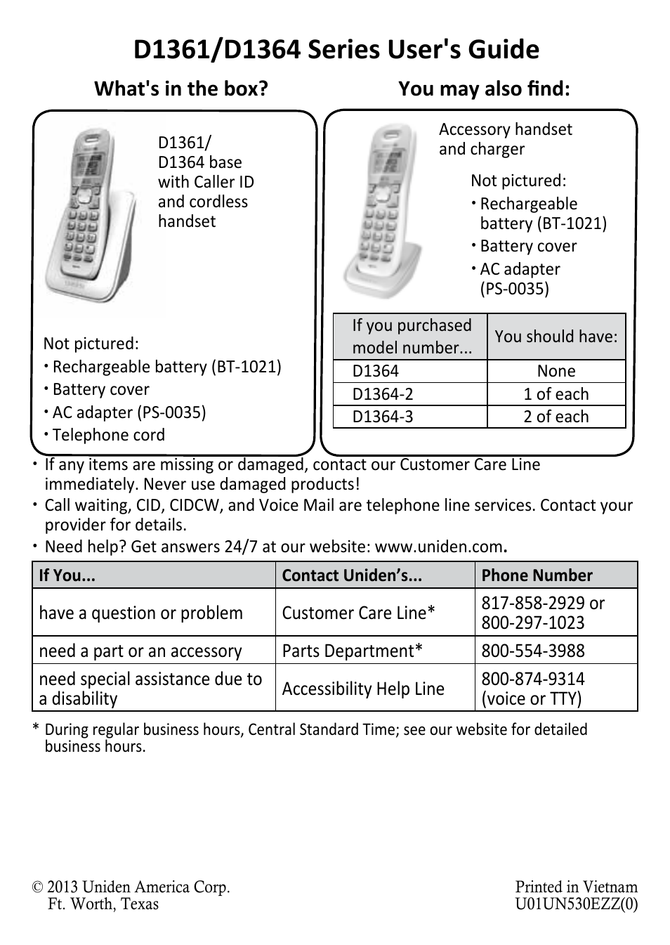 Uniden D1364 User Manual | 14 pages