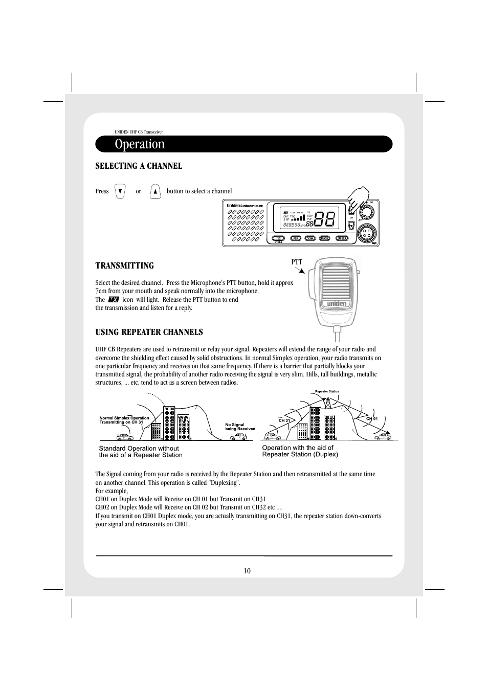 Operation | Uniden UH088SX User Manual | Page 12 / 40