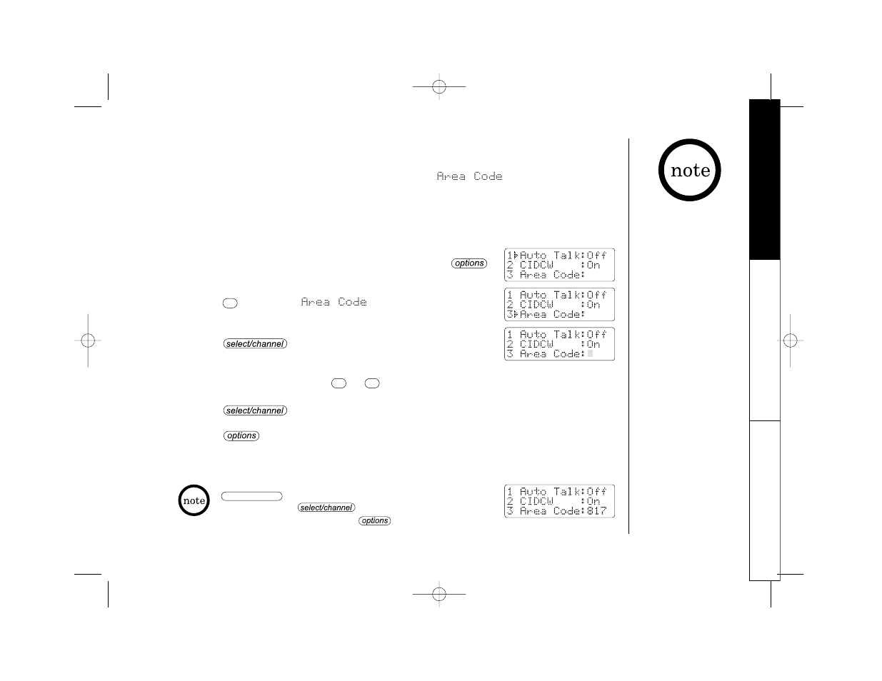Entering your area code | Uniden TRU 3465 User Manual | Page 15 / 52