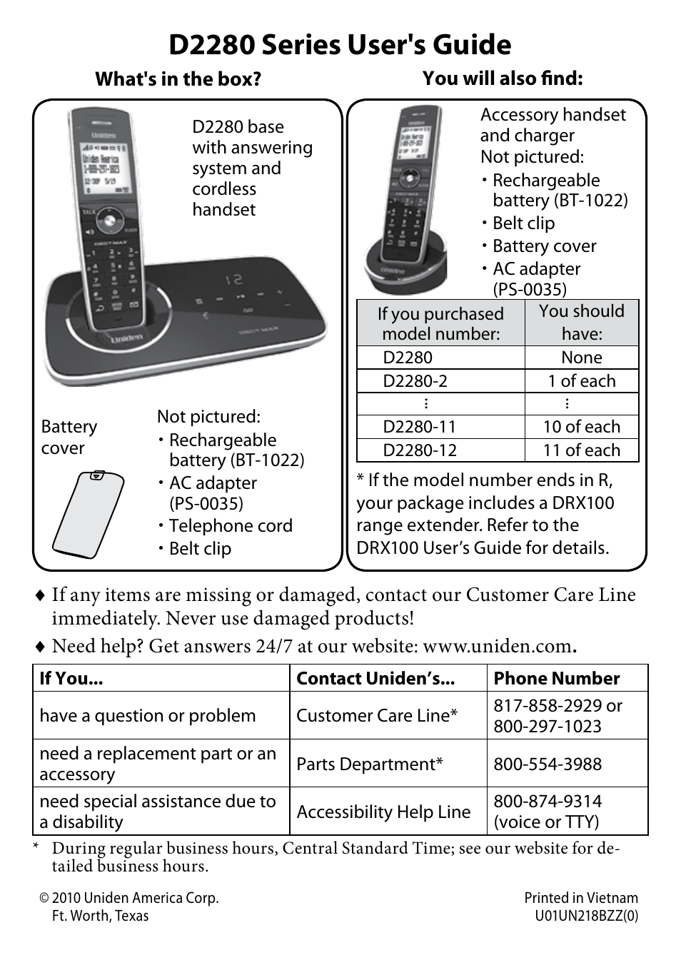 Uniden D2280 User Manual | 28 pages