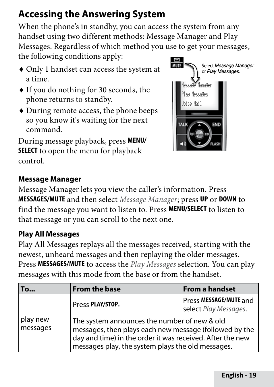 Accessing the answering system | Uniden D2280 User Manual | Page 19 / 28