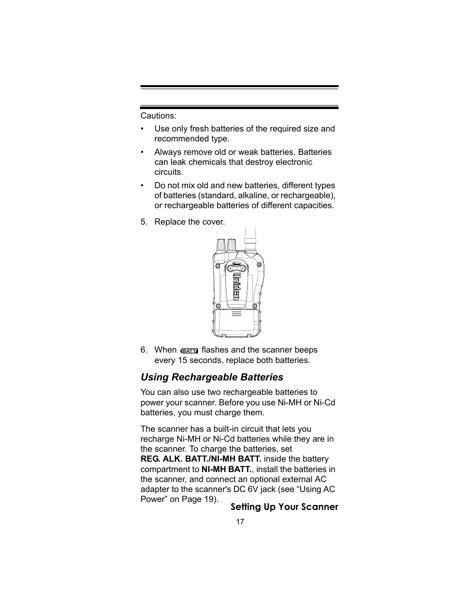 Replace the cover | Uniden UBC72XLT User Manual | Page 17 / 56