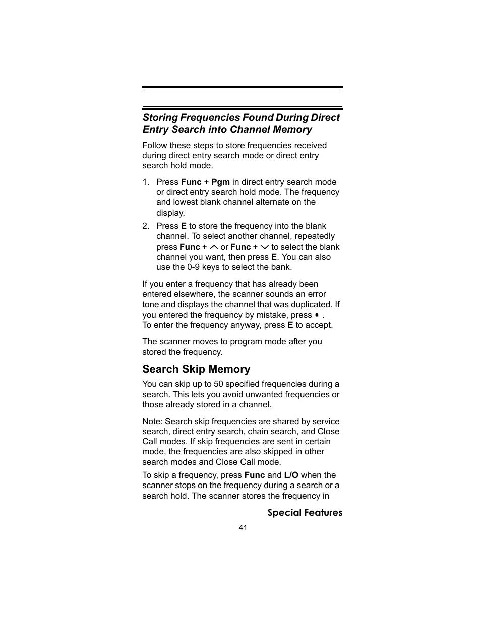 Search skip memory | Uniden UBC72XLT User Manual | Page 41 / 56