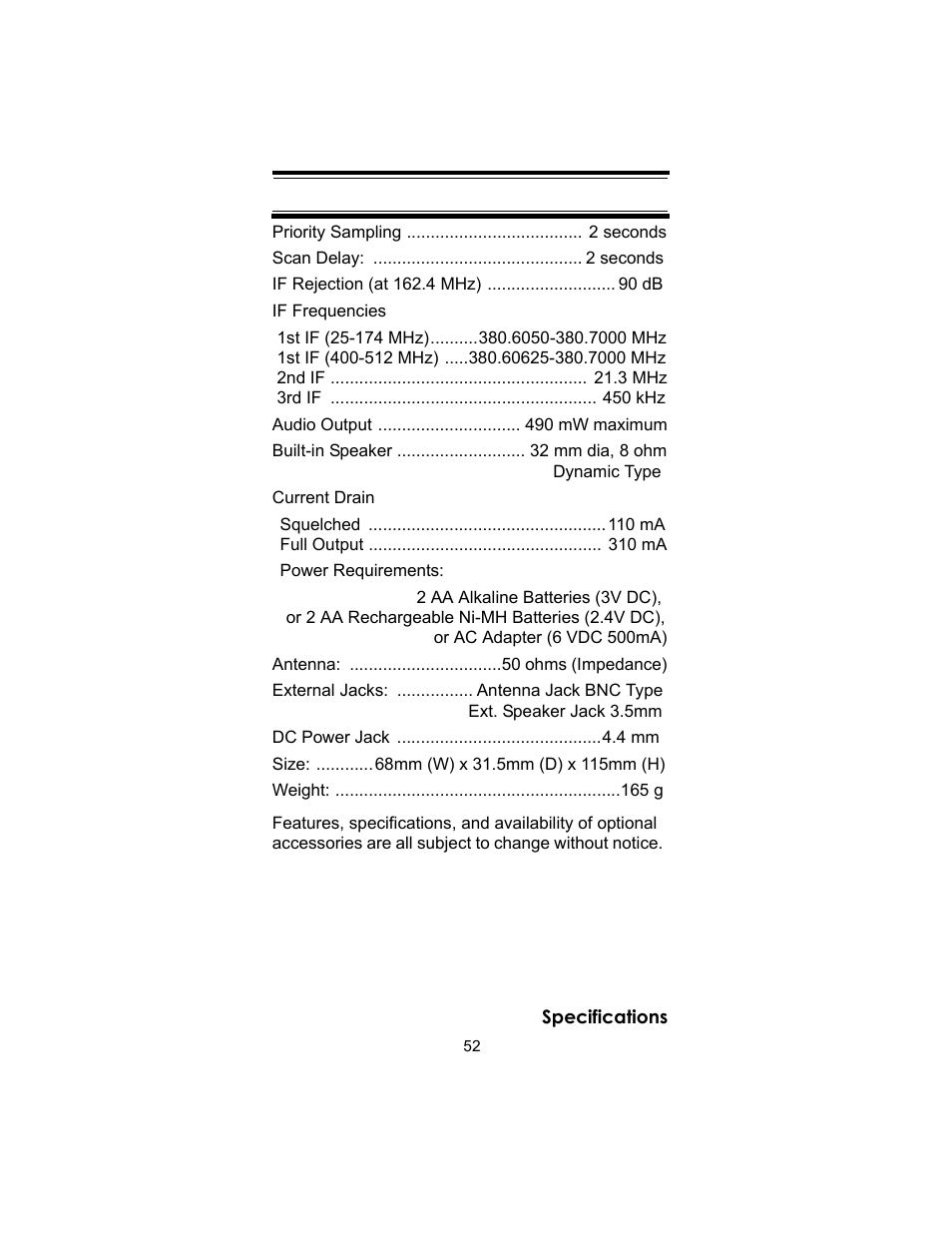Uniden UBC72XLT User Manual | Page 52 / 56