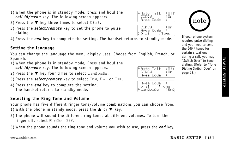 Uniden EXa15580 User Manual | Page 15 / 64