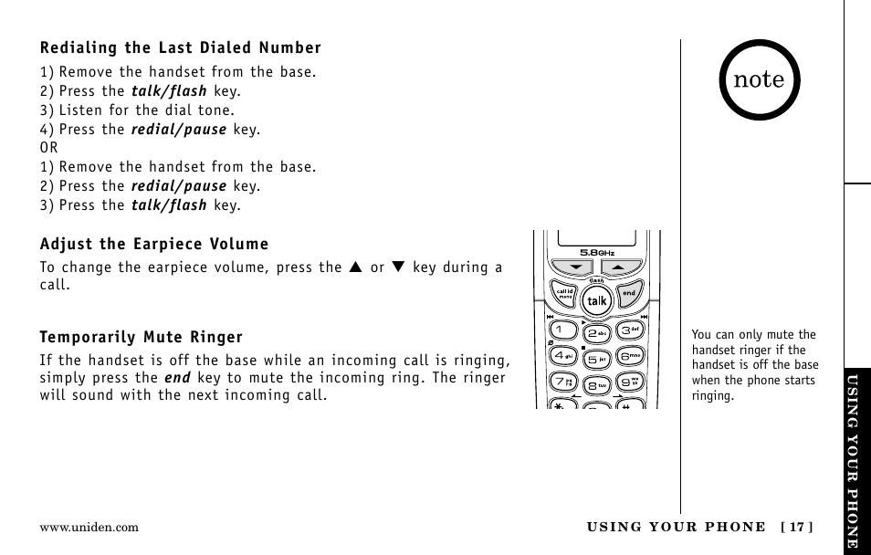 Uniden EXa15580 User Manual | Page 17 / 64