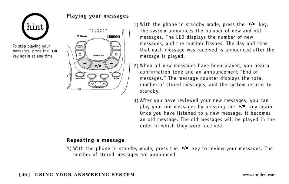 Uniden EXa15580 User Manual | Page 40 / 64
