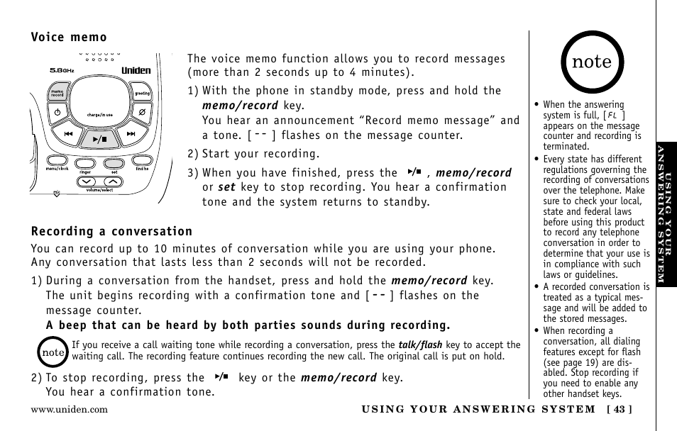 Uniden EXa15580 User Manual | Page 43 / 64