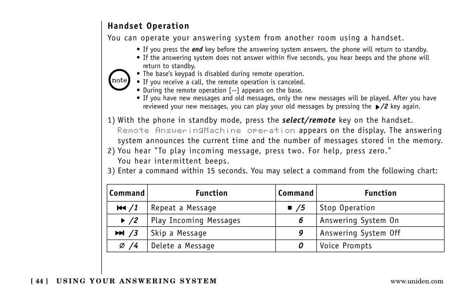 Uniden EXa15580 User Manual | Page 44 / 64